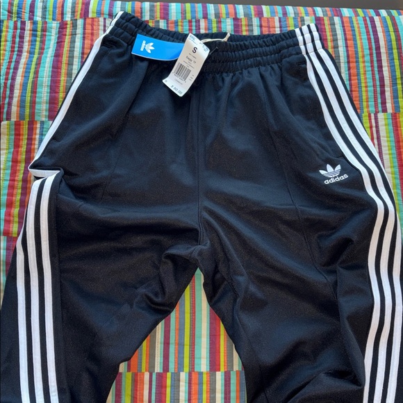 Adidas black Joggers with White Stripes size small new white tags - Picture 2 of 11